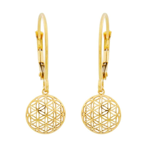Leverback øreringe Øreringe 25x9mm Flower of Life 9Kt GULD