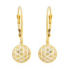 Leverback øreringe Øreringe 25x9mm Flower of Life 9Kt GULD