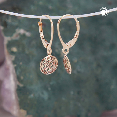 Leverback øreringe Øreringe 25x9mm Flower of Life 9Kt GULD
