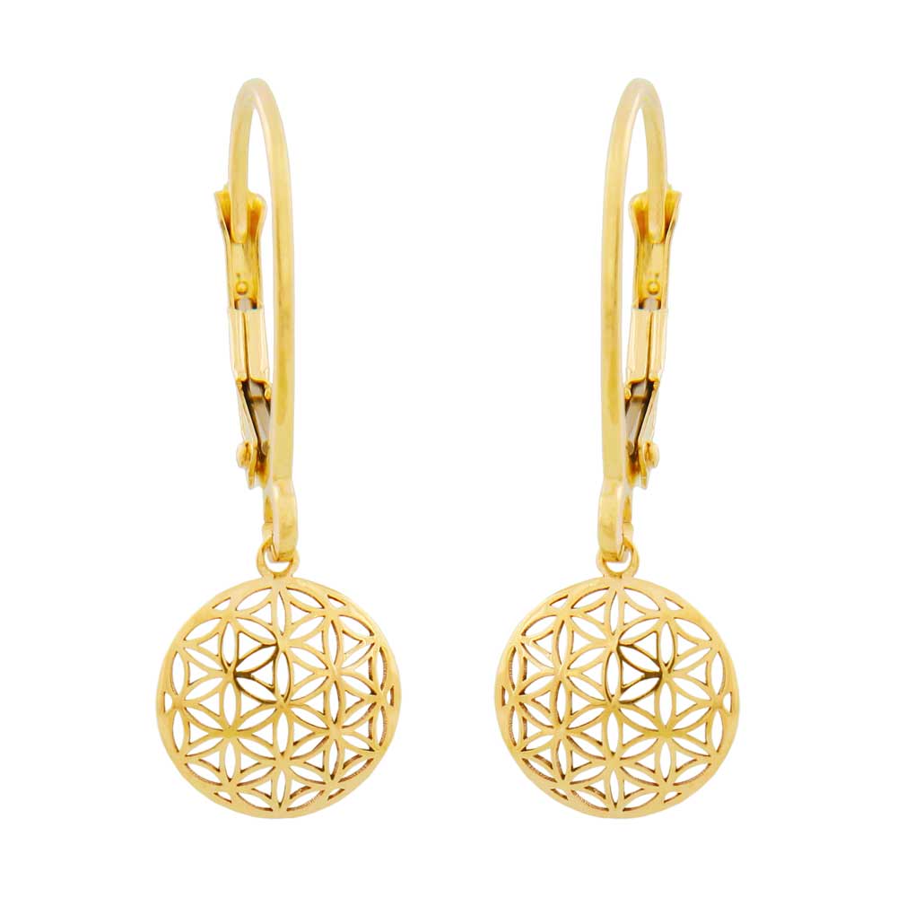 Leverback øreringe Øreringe 25x9mm Flower of Life 9Kt GULD