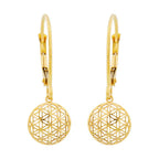 Leverback øreringe Øreringe 25x9mm Flower of Life 9Kt GULD