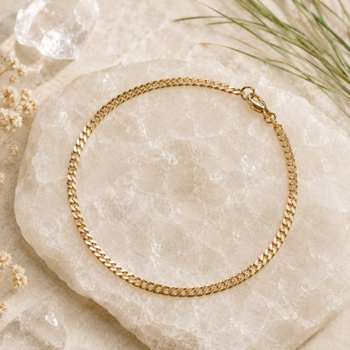 Armbånd 2,4 mm fladt rustning blank 14K GULD 18,5 cm