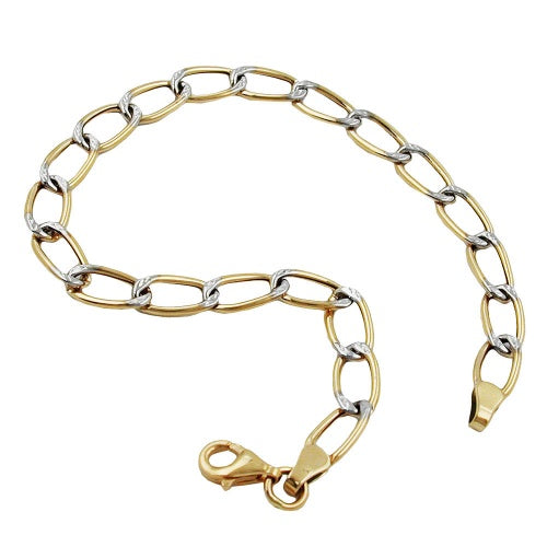 Armbånd 5,5 mm bredt rustning bicolor 9Kt GULD 19 cm