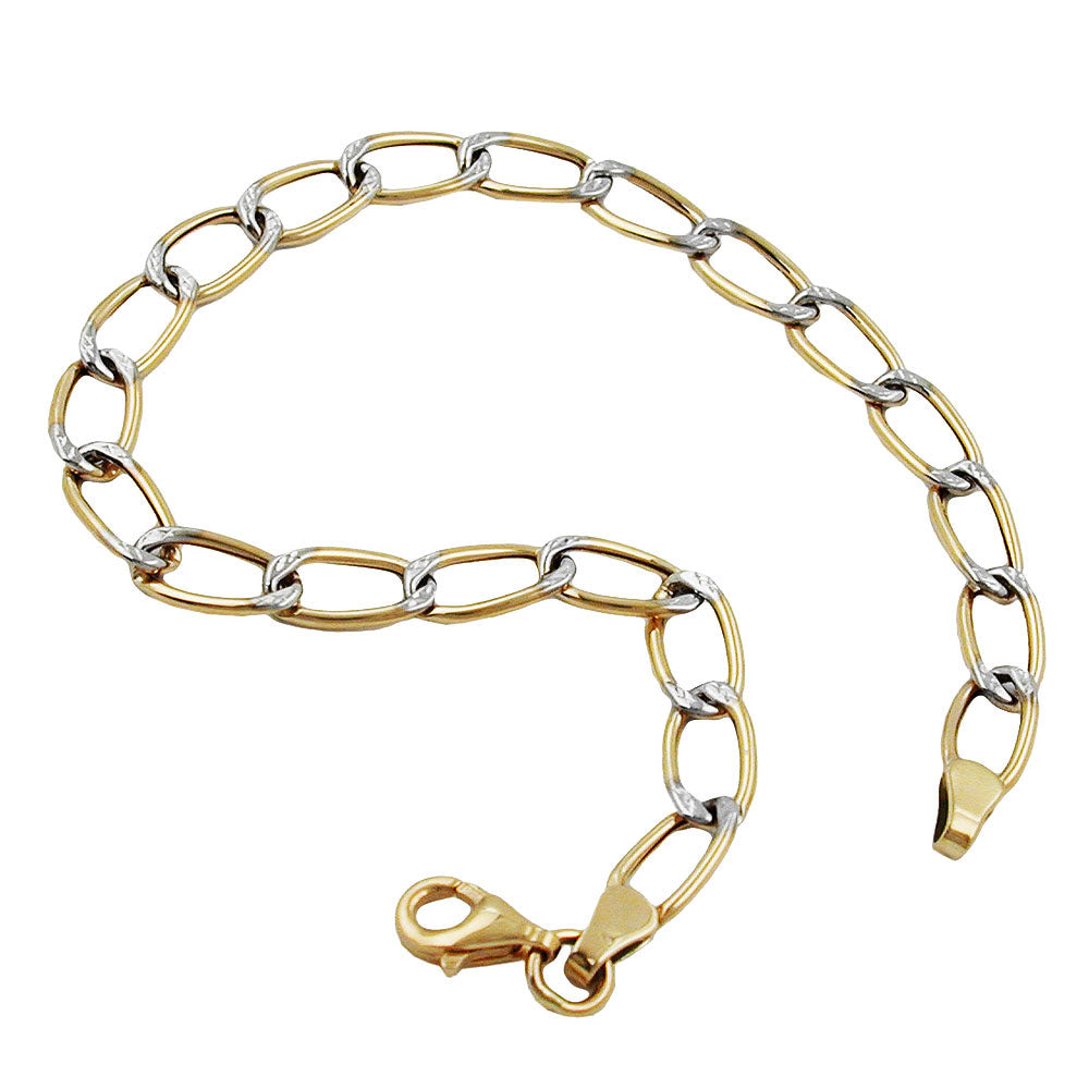 Armbånd 5,5 mm bredt rustning bicolor 9Kt GULD 19 cm