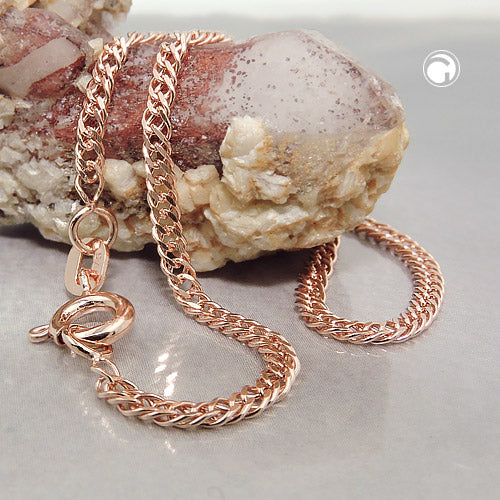 Armbånd 2mm dobbelt rombe-tvillingrustning 9Kt rosaguld