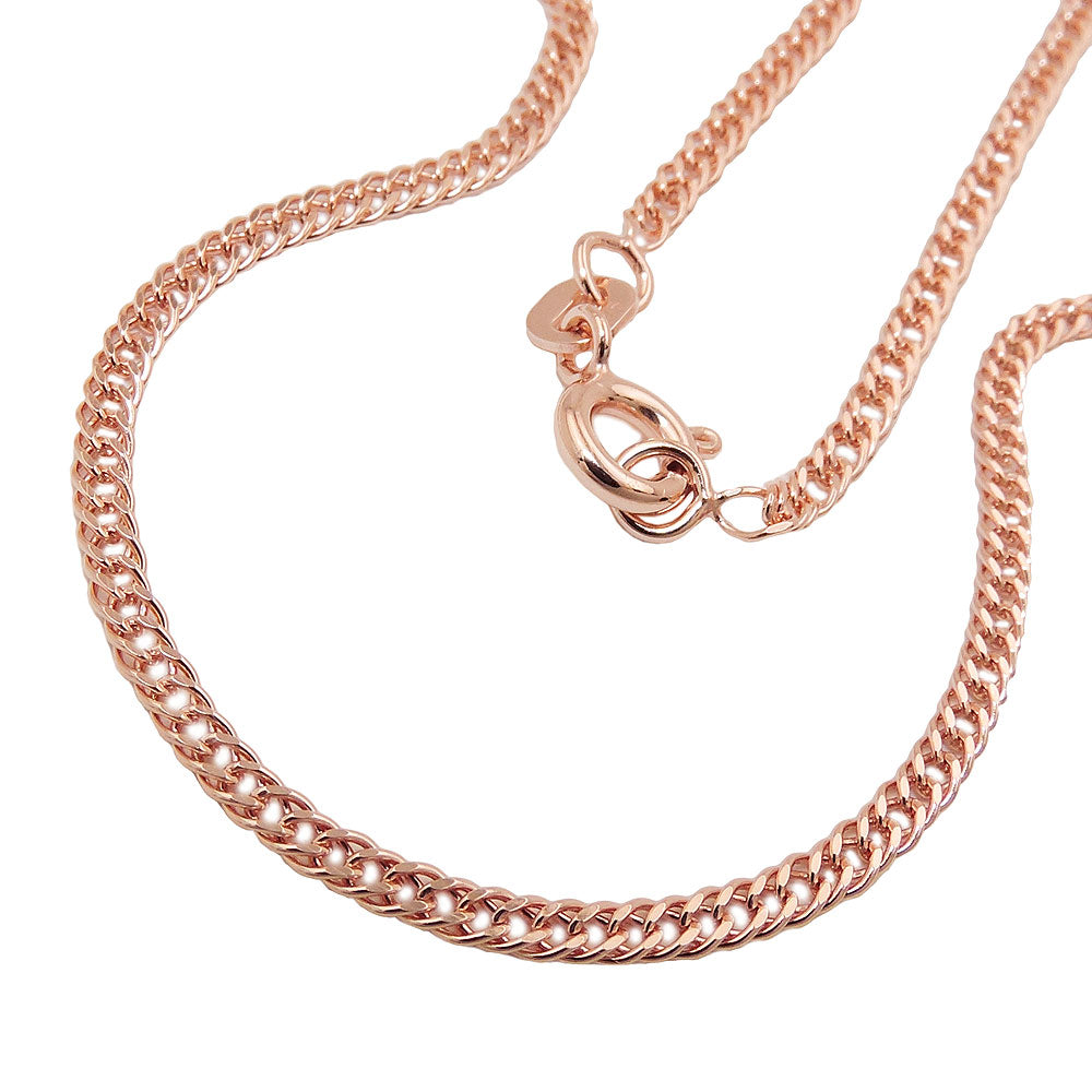 Armbånd 2mm dobbelt rombe-tvillingrustning 9Kt rosaguld