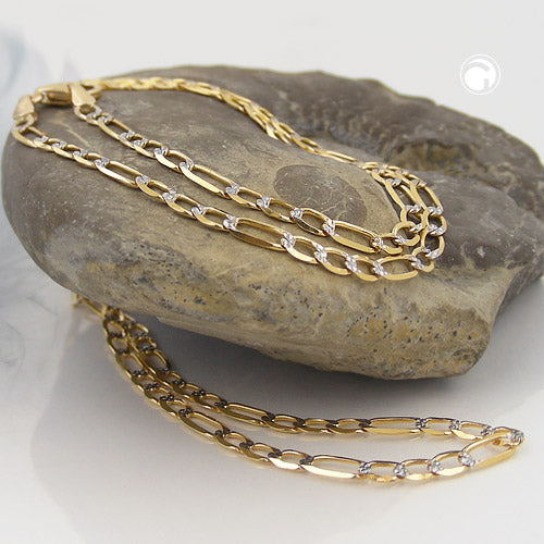 Armbånd 2,7 mm Figaro-Panzer bicolor 14Kt GULD