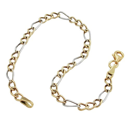 Armbånd 3,6 mm Figaro Tank bicolor 9Kt GULD