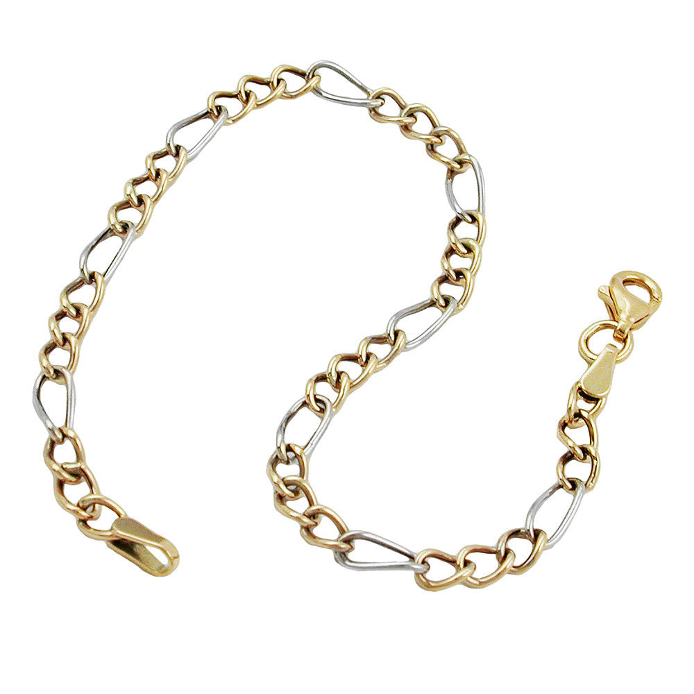 Armbånd 3,6 mm Figaro Tank bicolor 9Kt GULD