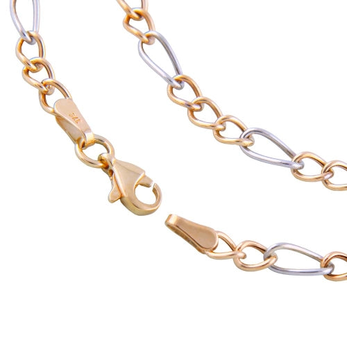 Armbånd 3,6 mm Figaro Tank bicolor 9Kt GULD