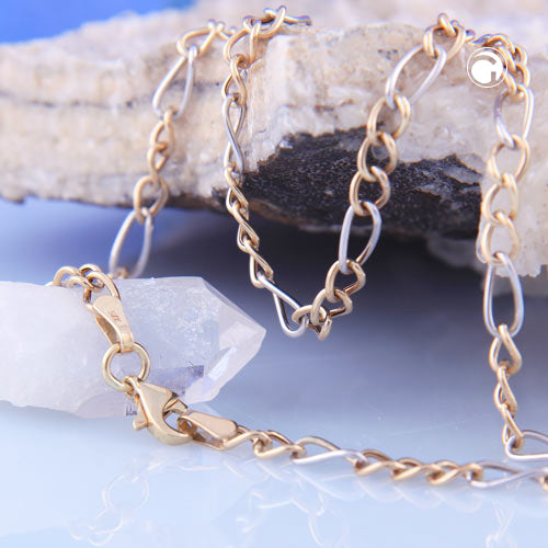 Armbånd 3,6 mm Figaro Tank bicolor 9Kt GULD