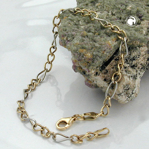 Armbånd 3,6 mm Figaro Tank bicolor 9Kt GULD