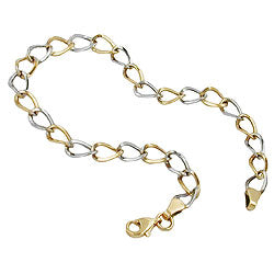Armbånd 5,1 mm bredt ankerkæde oval bicolor 9K GULD 19cm
