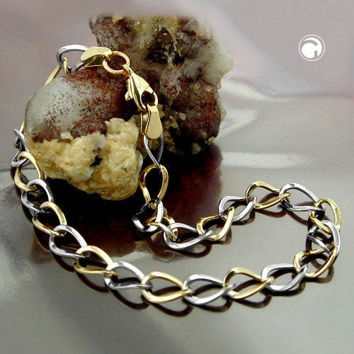 Armbånd 5,1 mm bredt ankerkæde oval bicolor 9K GULD 19cm