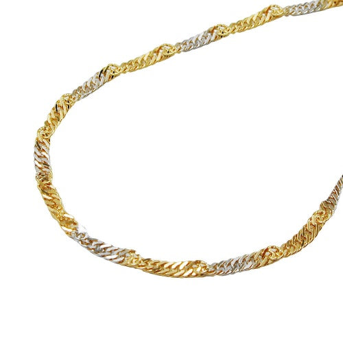 Armbånd 1,8mm Singapore bicolor 14Kt GULD 19cm