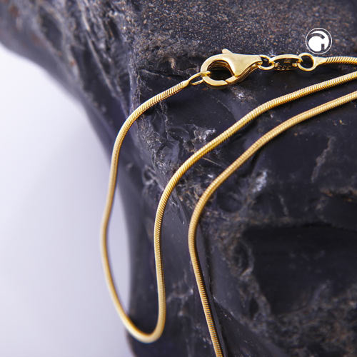 Kæde 1 mm Snake Round Skinnende 8K GULD