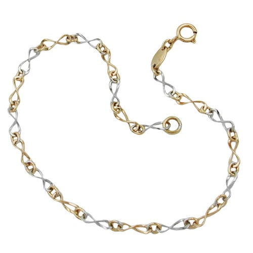 Armbånd 2,7mm Fantasy Pattern bicolor 9Kt GULD 19cm