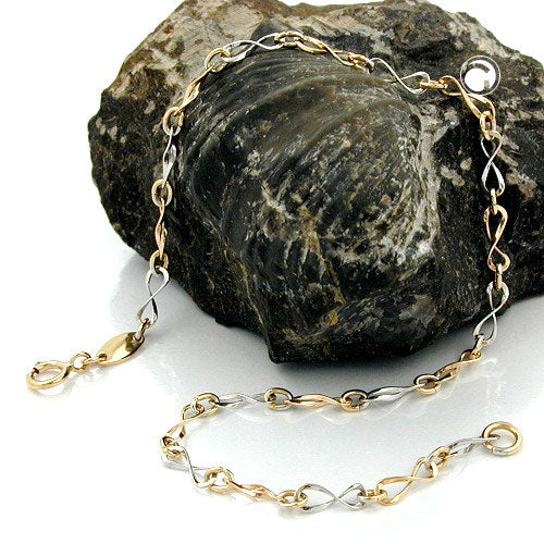 Armbånd 2,7mm Fantasy Pattern bicolor 9Kt GULD 19cm