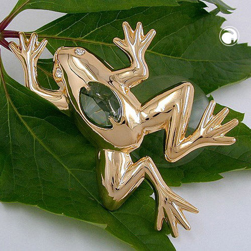 Suncatcher 87x48mm frø med glassten