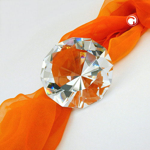 Glassten 80x52mm med diamantslebet krystalklar
