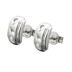 Øreknopper 9x5mm åbent mønster mat skinnende med zirkonia sølv 925