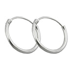 Hoop-øreringe, 13mm trådring med spænde, skinnende sølv 925