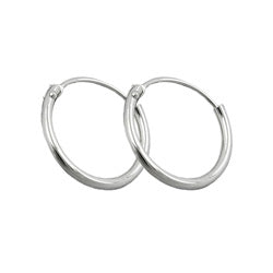 Hoop-øreringe, 13mm trådring med spænde, skinnende sølv 925