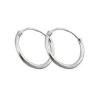 Hoop-øreringe, 13mm trådring med spænde, skinnende sølv 925