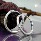 Hoop-øreringe, 13mm trådring med spænde, skinnende sølv 925