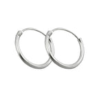 Hoop-øreringe, 13mm trådring med spænde, skinnende sølv 925