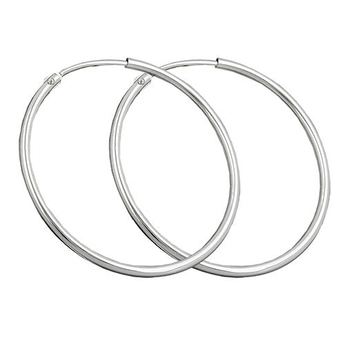 Ringe 30mm tråd-øreringe med spænde Skinnende Sølv 925