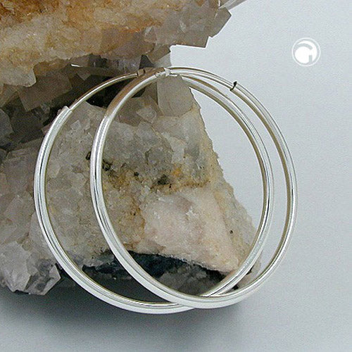 Ringe 30mm tråd-øreringe med spænde Skinnende Sølv 925