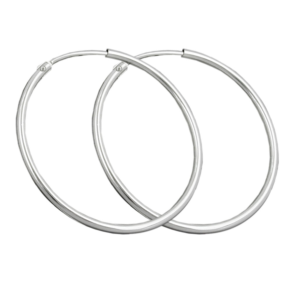 Ringe 30mm tråd-øreringe med spænde Skinnende Sølv 925