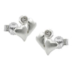 Ørestikker 8x8mm 2 hjerter frostet kubisk zirkonia sølv 925