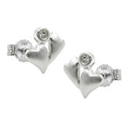 Ørestikker 8x8mm 2 hjerter frostet kubisk zirkonia sølv 925