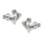 Ørestikker 8x8mm 2 hjerter frostet kubisk zirkonia sølv 925
