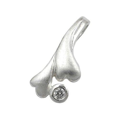 Vedhæng 16x7mm hjerter med kubisk zirkonia frostet sølv 925