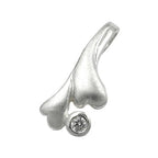 Vedhæng 16x7mm hjerter med kubisk zirkonia frostet sølv 925