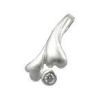 Vedhæng 16x7mm hjerter med kubisk zirkonia frostet sølv 925