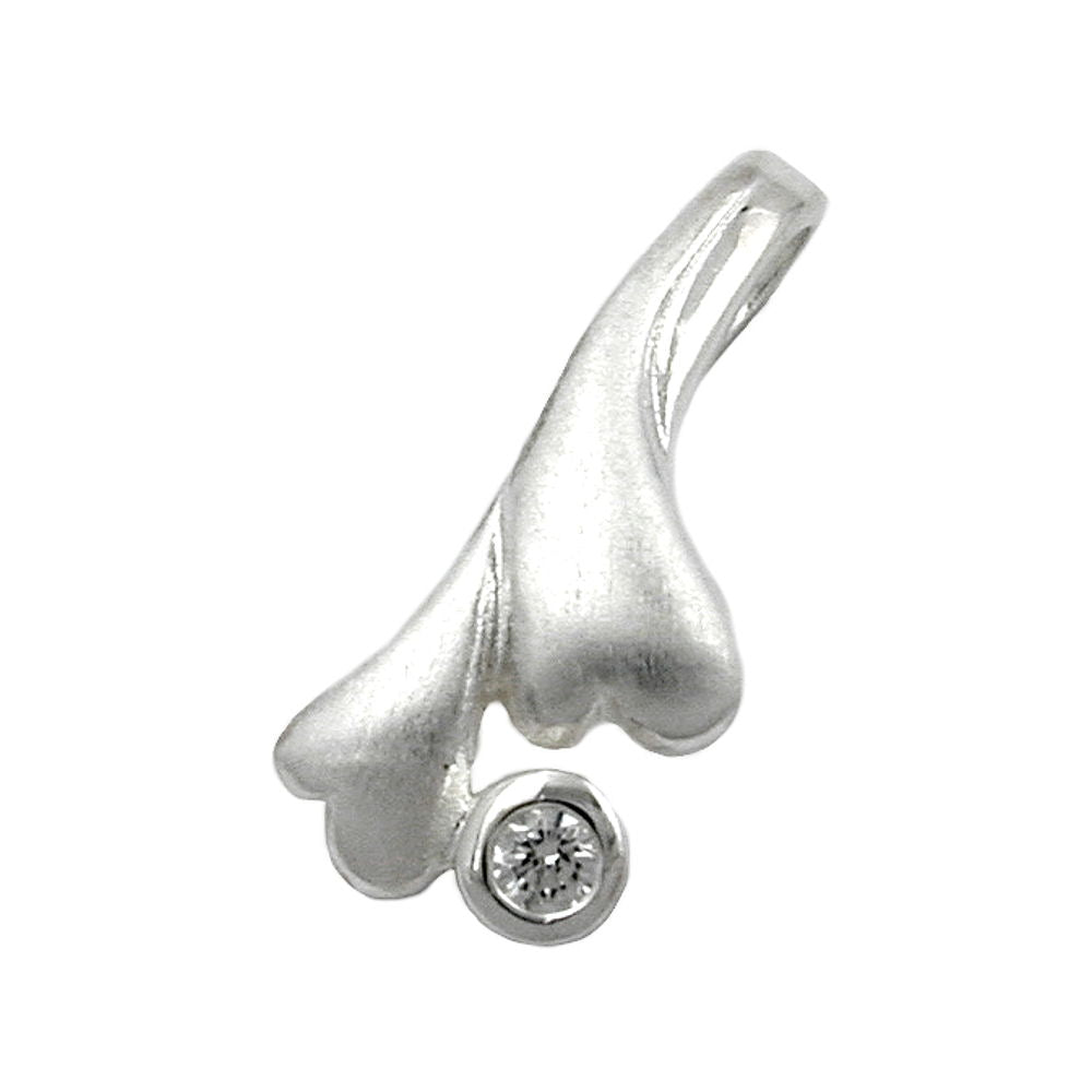 Vedhæng 16x7mm hjerter med kubisk zirkonia frostet sølv 925