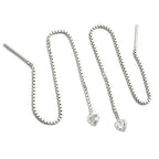 Pull-Through øreringøreringe 110mm hjerte med Cubic Zirconia Sølv 925