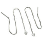 Pull-Through øreringøreringe 110mm hjerte med Cubic Zirconia Sølv 925