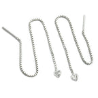 Pull-Through øreringøreringe 110mm hjerte med Cubic Zirconia Sølv 925