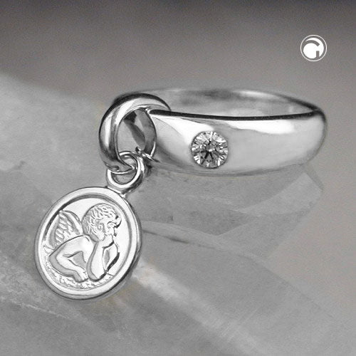 Vedhæng 12x3mm dåbsring med Angel Silver 925