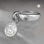 Vedhæng 12x3mm dåbsring med Angel Silver 925