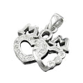 Vedhæng 19x17mm MOM med 2 hjerter og mange kubiske zirkoniaer rhodiumbelagt sølv 925