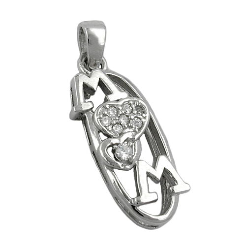 Hæng 23x9mm MOM med Zirconias Rhodium belagt sølv 925