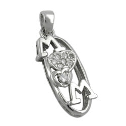 Hæng 23x9mm MOM med Zirconias Rhodium belagt sølv 925