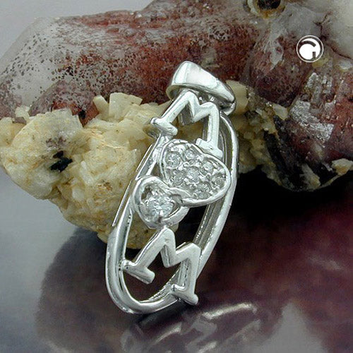 Hæng 23x9mm MOM med Zirconias Rhodium belagt sølv 925