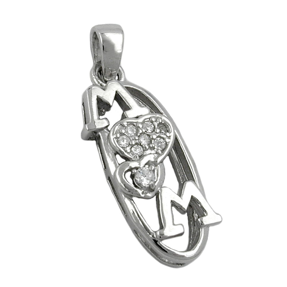 Hæng 23x9mm MOM med Zirconias Rhodium belagt sølv 925